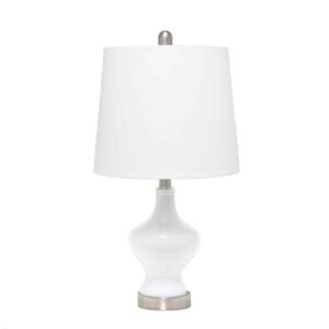 Elegant Designs 22.5 in. White Glass Gourd Shaped Table Lamp