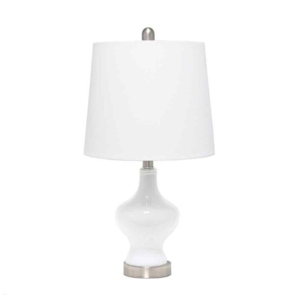Elegant Designs 22.5 in. White Glass Gourd Shaped Table Lamp