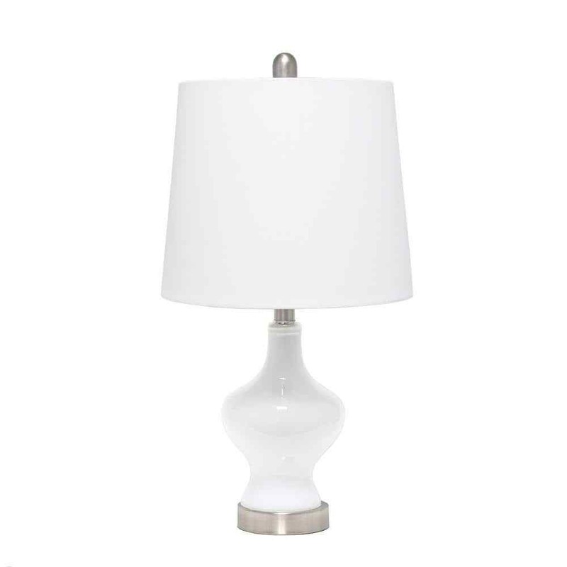 Elegant Designs 22.5 in. White Glass Gourd Shaped Table Lamp