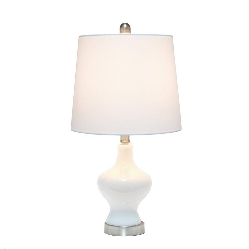 Elegant Designs 22.5 in. White Glass Gourd Shaped Table Lamp - Image 2