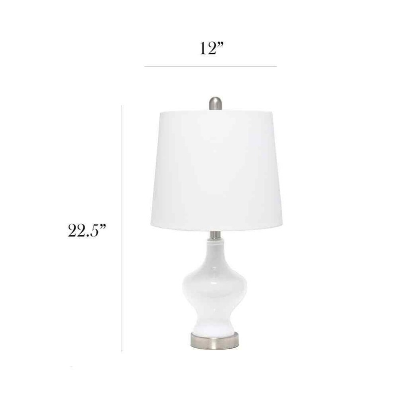 Elegant Designs 22.5 in. White Glass Gourd Shaped Table Lamp - Image 3