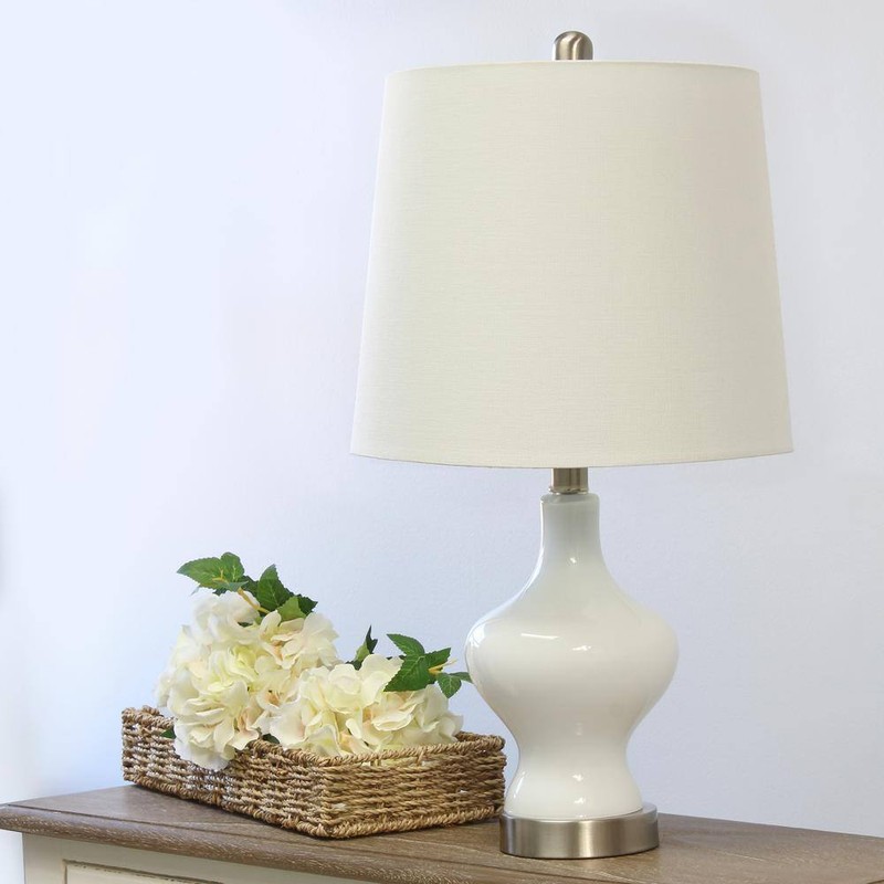 Elegant Designs 22.5 in. White Glass Gourd Shaped Table Lamp - Image 7