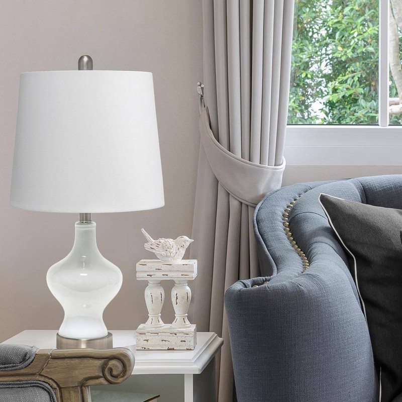 Elegant Designs 22.5 in. White Glass Gourd Shaped Table Lamp - Image 8