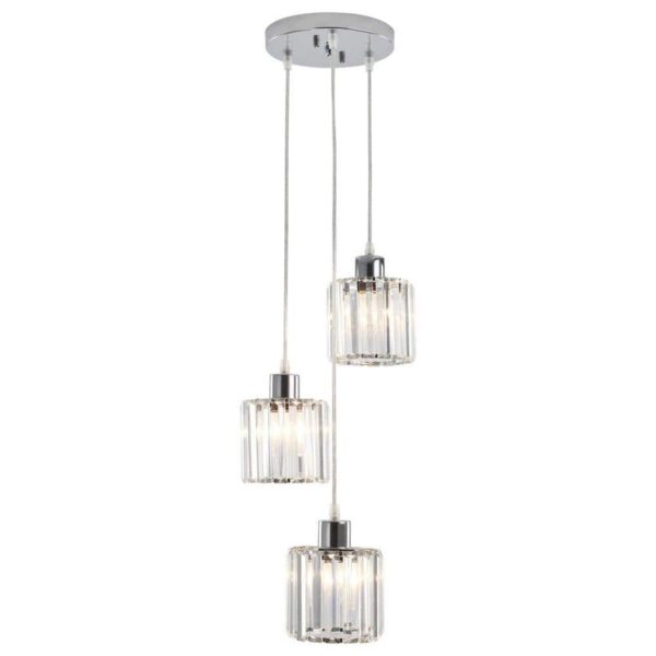 ADSENSTY 3-Light Chrome Round Crystal Chandelier for Kitchen Island or Bedroom