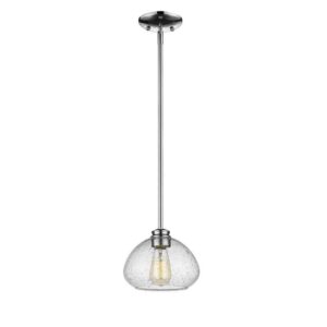 Z-Lite Amon 1-Light Chrome Shaded Mini Pendant Light w/Clear Seedy Glass Shade