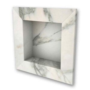 FlexStone 17 in. x 17 in. Square Recessed Shampoo Caddy in Calcutta Gold