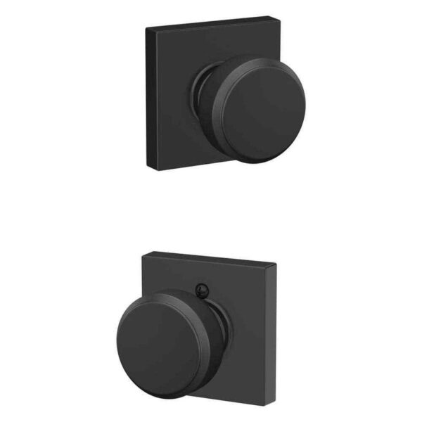 Schlage Bowery Matte Black Passage Hall/Closet Door Knob with Collins Trim