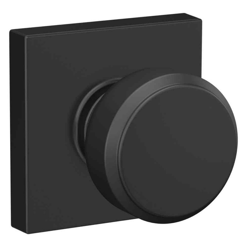 Schlage Bowery Matte Black Passage Hall/Closet Door Knob with Collins Trim - Image 2