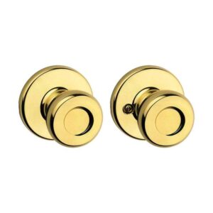 Kwikset Tylo Polished Brass Passage Hall/Closet Door Knob Featuring Microban