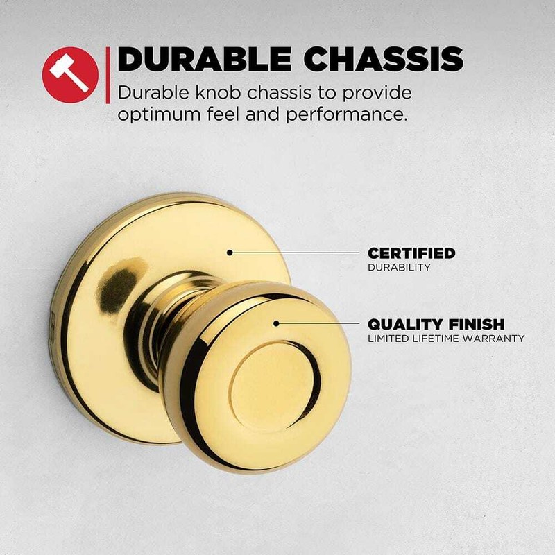 Kwikset Tylo Polished Brass Passage Hall/Closet Door Knob Featuring Microban - Image 3