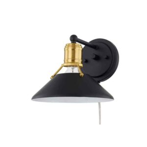 HDC Feldner One Light Wired Sconce Matte Black Finished And Aged Brass Accents