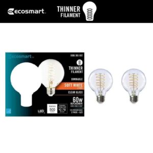 EcoSmart 60-Watt Equivalent G25 Dimmable Fine Bendy Light Bulb Soft White (2-PK)