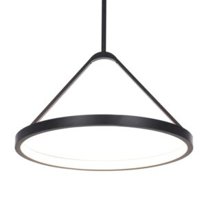 Home Decorators Townly 1-Light Satin Black LED Pendant Light w/Metal Ring Shade