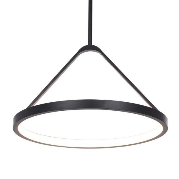 Home Decorators Townly 1-Light Satin Black LED Pendant Light w/Metal Ring Shade