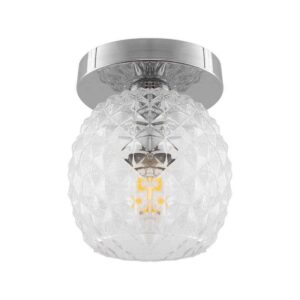 YANSUN 5 in. 1-Light Mini Chrome Industria Semi Flush Mount, Globe Glass Shade