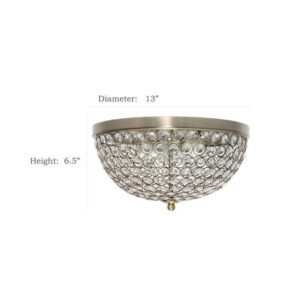 Elegant Designs Elipse 13 in. 2-Light Antique Brass Crystal Flush Mount (1-Pack)