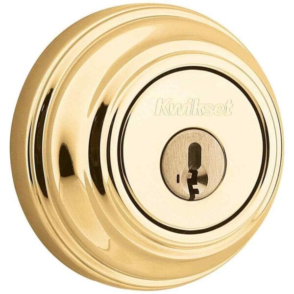 Kwikset Polished Brass Double Cylinder Deadbolt featuring SmartKey Security