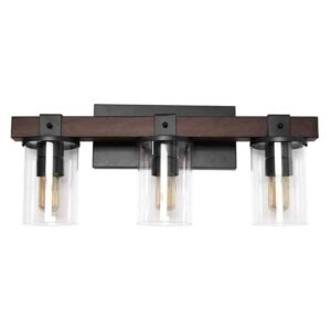 Elegant Designs 3-Light Brown Industrial Rustic Lantern Restored Vanity Light