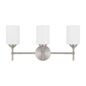 HDC Ayelen 3-Light Brushed Nickel Modern Bathroom Vanity Light w/pal White Glass