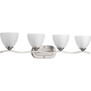 Progress Lighting Laird 33" 4-Light Brushed Nickel Vanity Light w/ Etched Glass