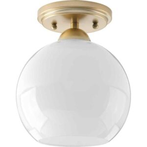 Progress Lighting Carisa 7-3/8 in. 1-Light Mid Century Vintage Gold Flush Mount