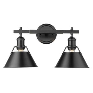 Golden Lighting Orwell 4.875 in. 2-Light Black Vanity Light with Black Shade