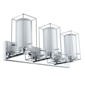 Eglo Iride 3-Light 25" Chrome Bathroom Vanity Light w/Clear & White Glass Shades