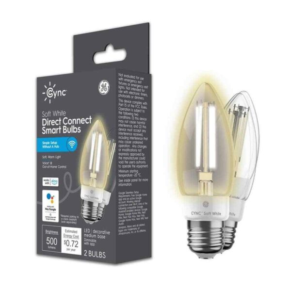 Cync 60-Watt EQ B11 Soft White Deco Medium Base BM Smart Bulbs (2-Pack)