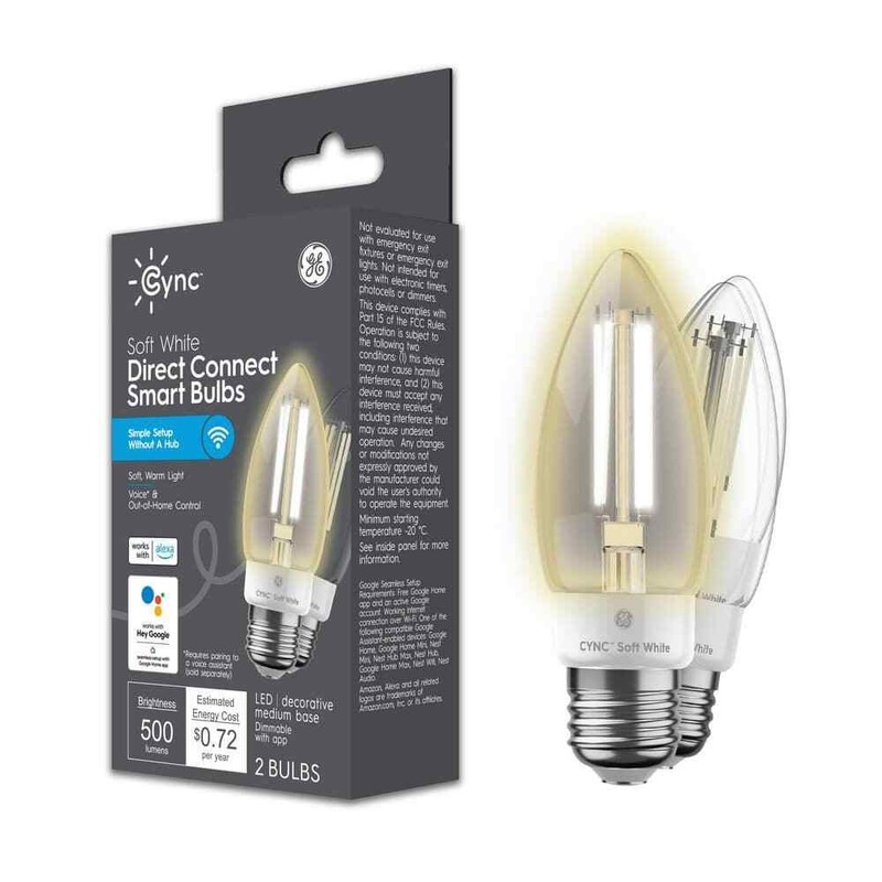 Cync 60-Watt EQ B11 Soft White Deco Medium Base BM Smart Bulbs (2-Pack)