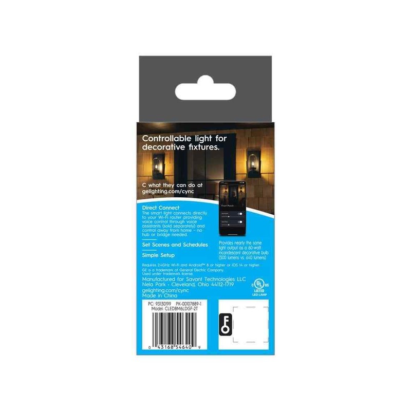 Cync 60-Watt EQ B11 Soft White Deco Medium Base BM Smart Bulbs (2-Pack) - Image 2