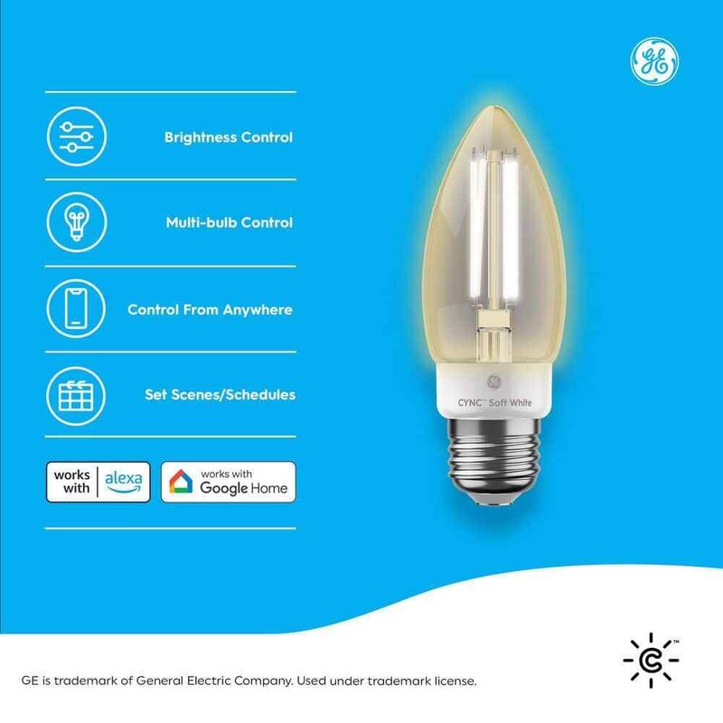 Cync 60-Watt EQ B11 Soft White Deco Medium Base BM Smart Bulbs (2-Pack) - Image 3