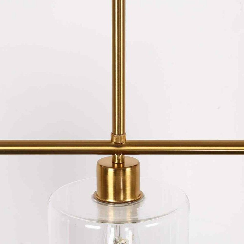 YANSUN 3-Light Gold Modern Island Pendant Light Linear Chandelier Clear Glass - Image 5