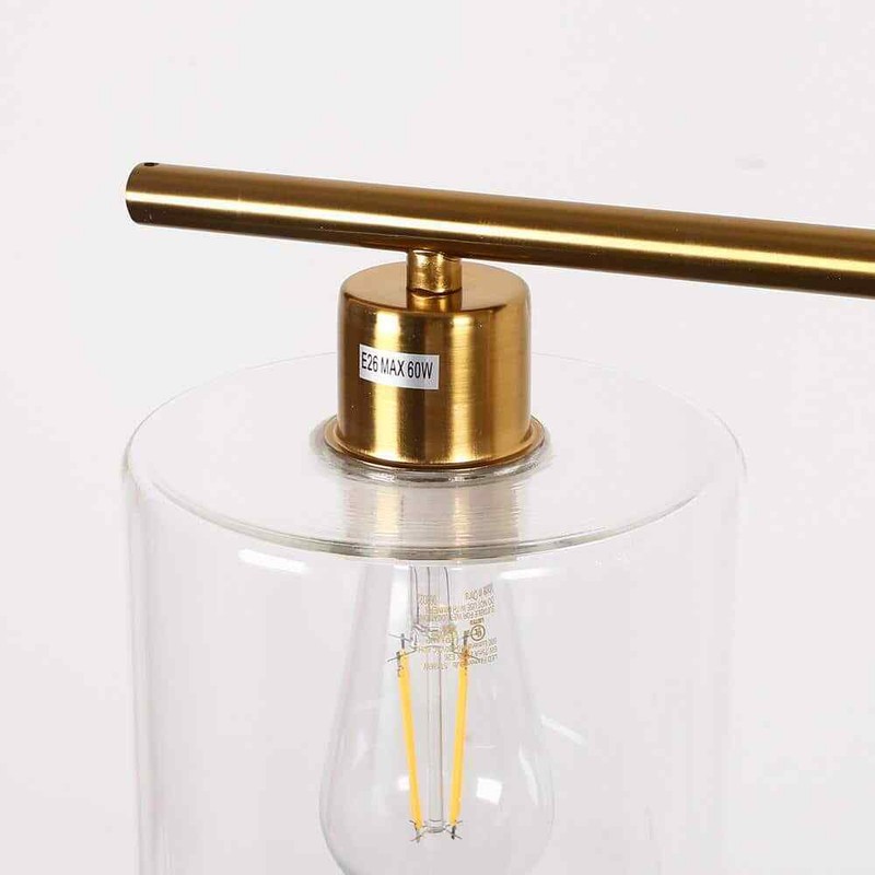 YANSUN 3-Light Gold Modern Island Pendant Light Linear Chandelier Clear Glass - Image 6