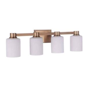 Craftmade Bretton 4-Light Vanity Light Satin Brass with Frosted Glass Shades