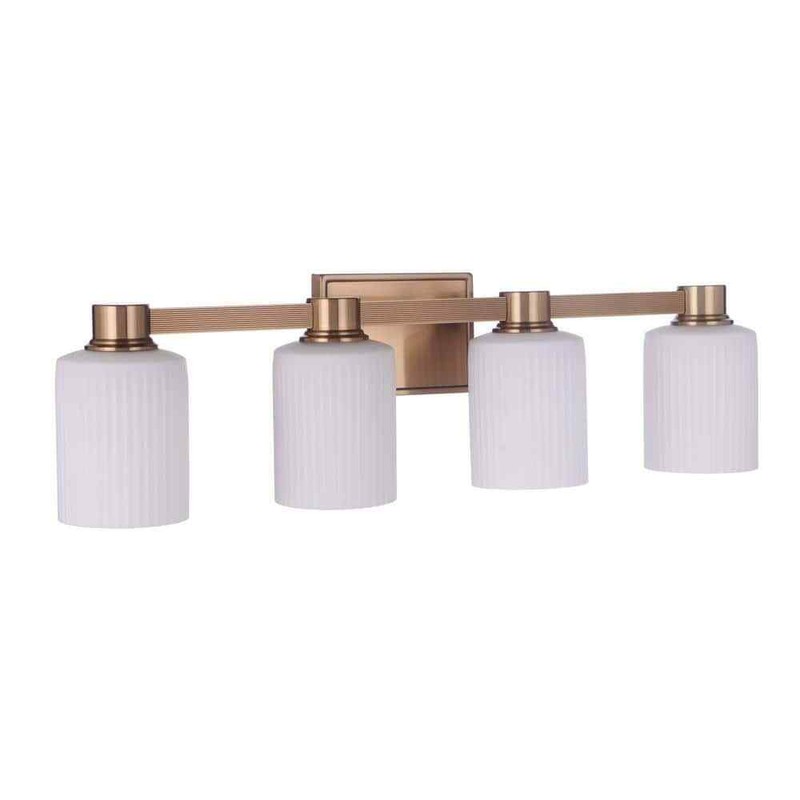 Craftmade Bretton 4-Light Vanity Light Satin Brass with Frosted Glass Shades