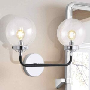 JONATHAN Y Caleb 2-Light 18 in. Chrome/Black Brass Wall Sconce
