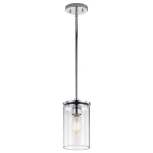 KICHLER Crosby 1-Light Chrome Mini Pendant Light with Clear Glass for Kitchen