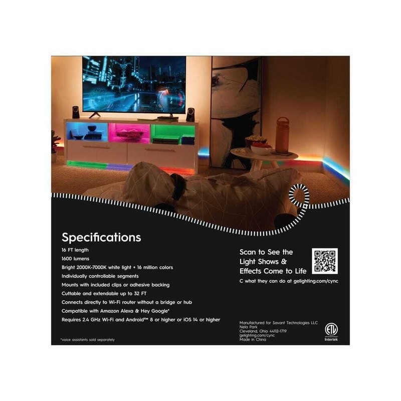 Cync 16 ft. Indoor Premium Light Strip Light - Image 2