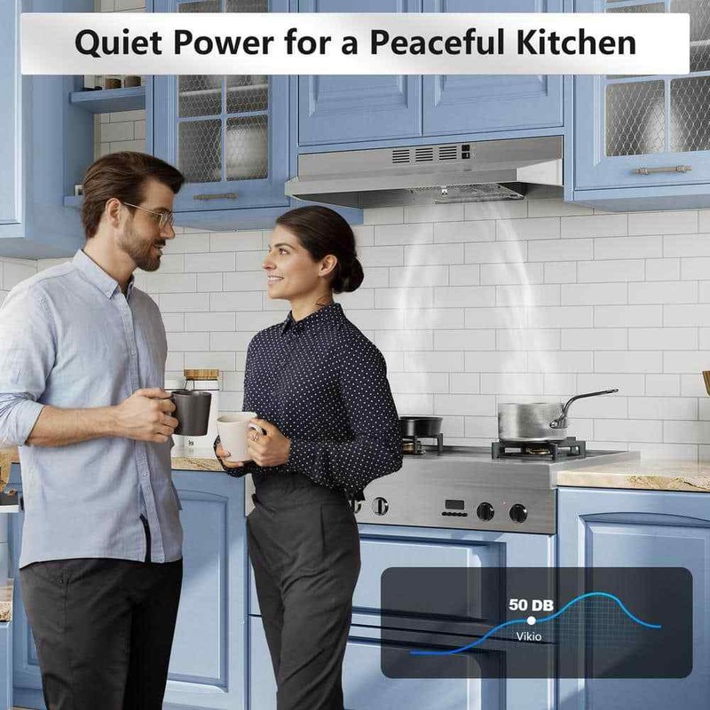 VIKIO 30 Inch Convertible Under Cabinet Range Hood 300 CFM LED Stainless Steel - Image 5