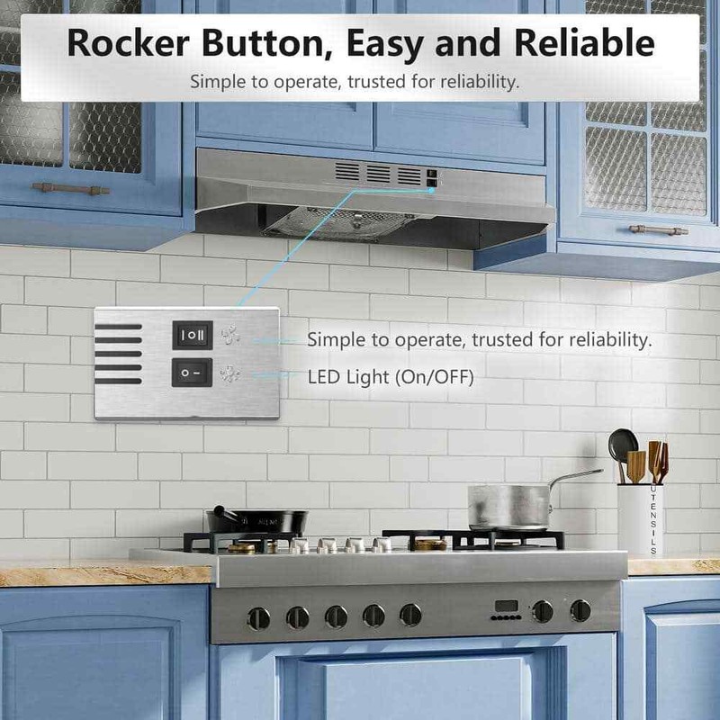 VIKIO 30 Inch Convertible Under Cabinet Range Hood 300 CFM LED Stainless Steel - Image 7