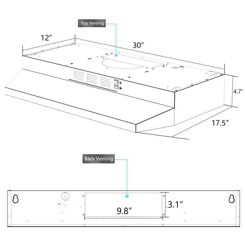 VIKIO 30 Inch Convertible Under Cabinet Range Hood 300 CFM LED Stainless Steel - Image 10