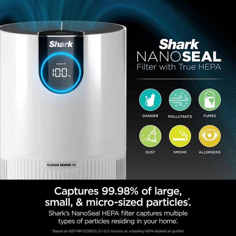 Shark True Console Air Purifier 500 sq ft HEPA CleanSense IQ Odor Lock White - Image 3