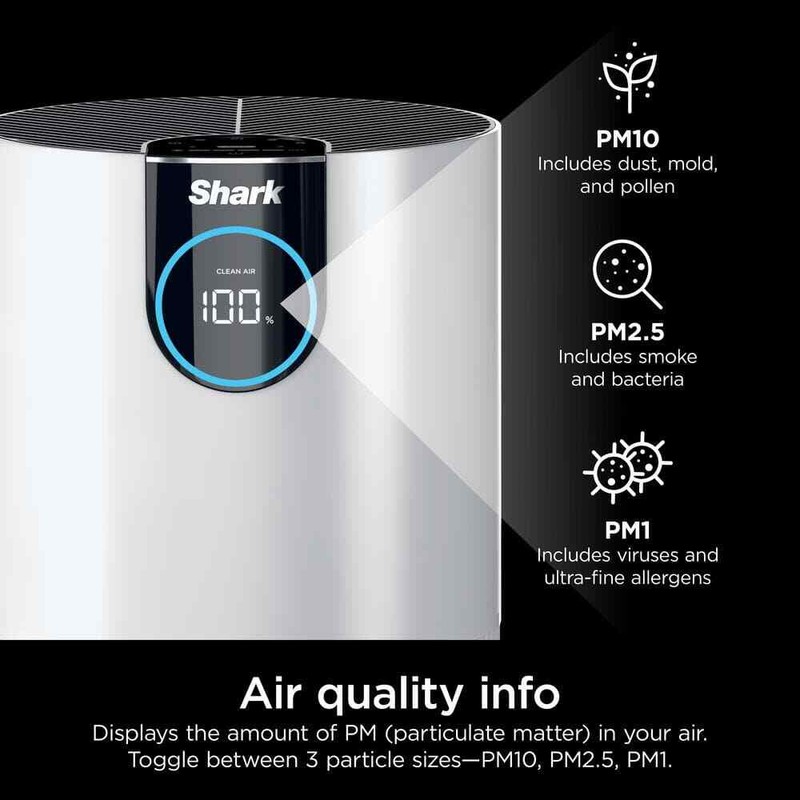 Shark True Console Air Purifier 500 sq ft HEPA CleanSense IQ Odor Lock White - Image 15