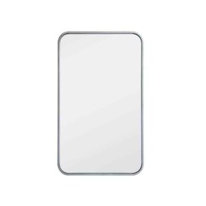 Timeless Home 18"x30" Modern Silver Metal Rectangle Mirror with Soft Corners