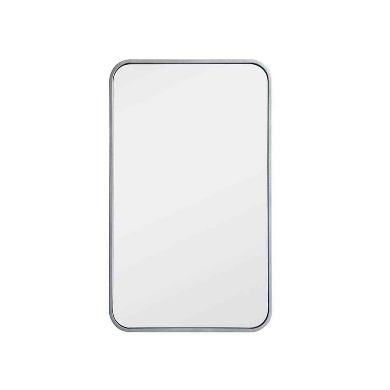 Timeless Home 18"x30" Modern Silver Metal Rectangle Mirror with Soft Corners