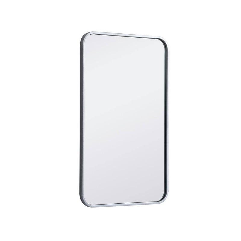 Timeless Home 18"x30" Modern Silver Metal Rectangle Mirror with Soft Corners - Image 2