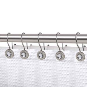 Utopia Alley Brushed Nickel Double Shower Curtain Hooks Rust Resistant Crystal