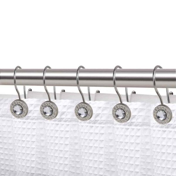 Utopia Alley Brushed Nickel Double Shower Curtain Hooks Rust Resistant Crystal