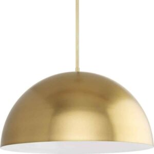 Progress Lighting Perimeter 23.62 in. 1-Light Brushed Gold Pendant w/Metal Shade