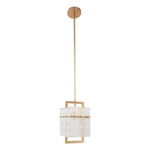 YANSUN 7" 1-Light Gold Pendant Light with Seeded Glass Shade for Kitchen Island